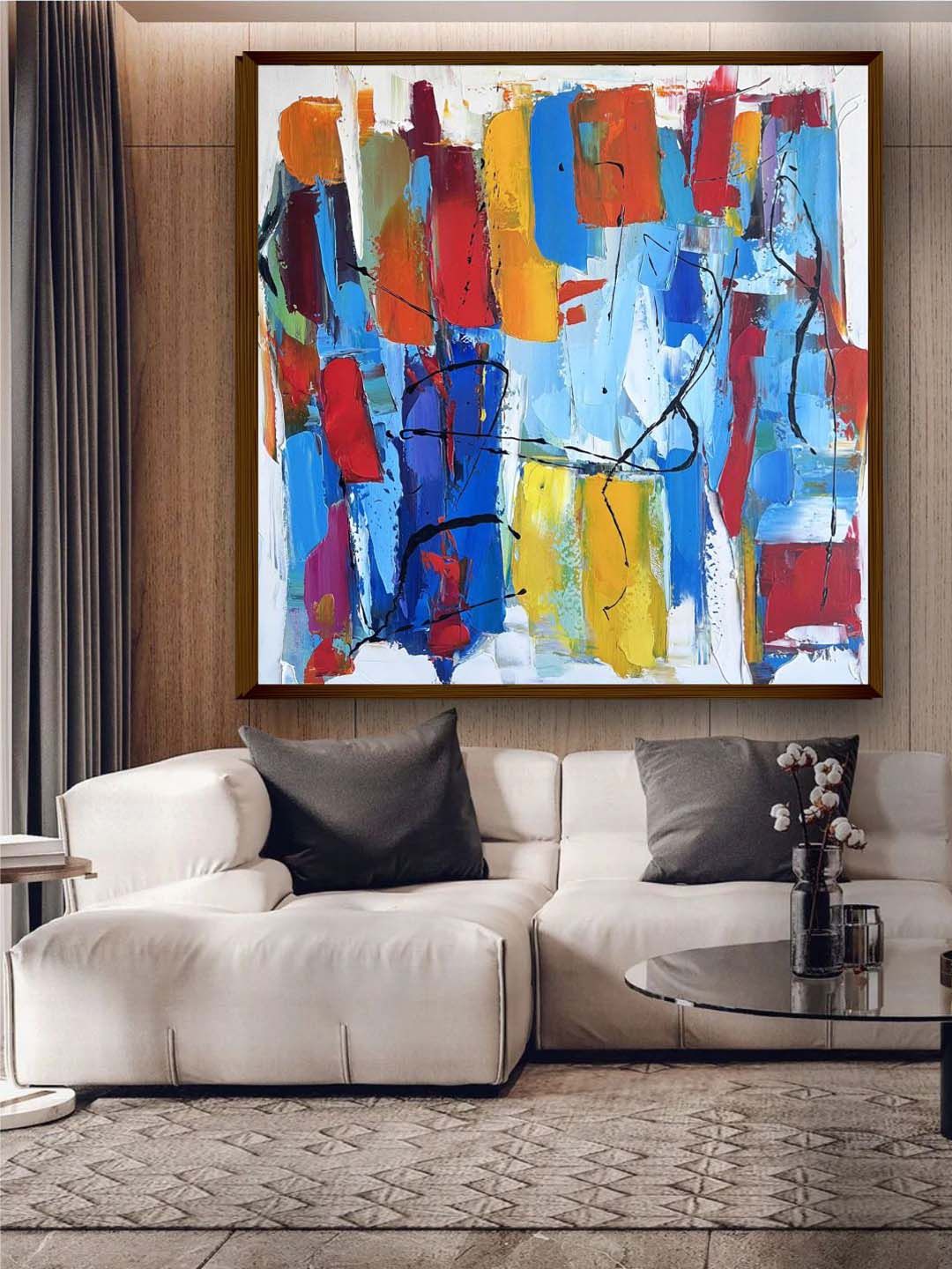 The Art House Blue Abstract Painting Wall Art Price in India