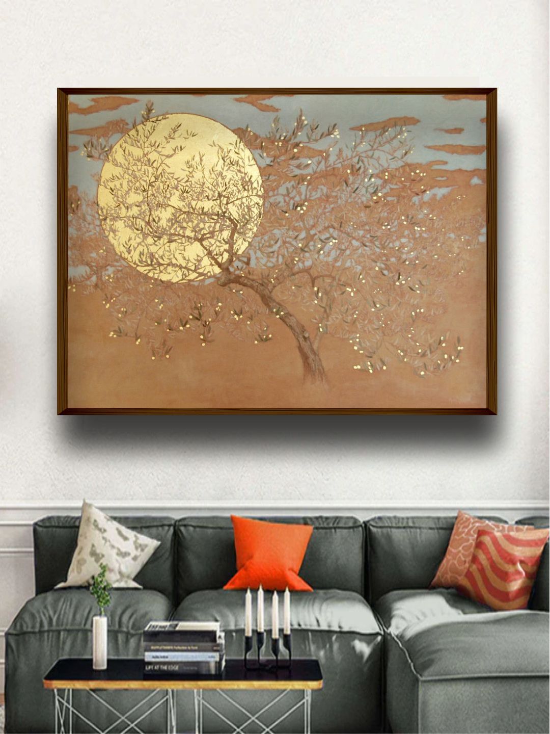 The Art House Brown & Yellow Printed Wall Art Price in India
