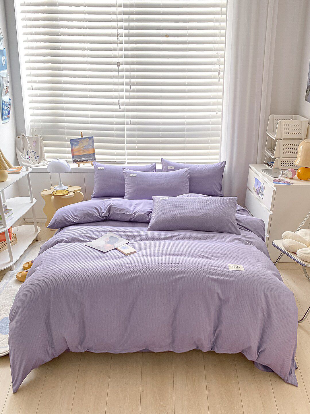 JC Collection Purple Solid Double King Bedding Set Price in India