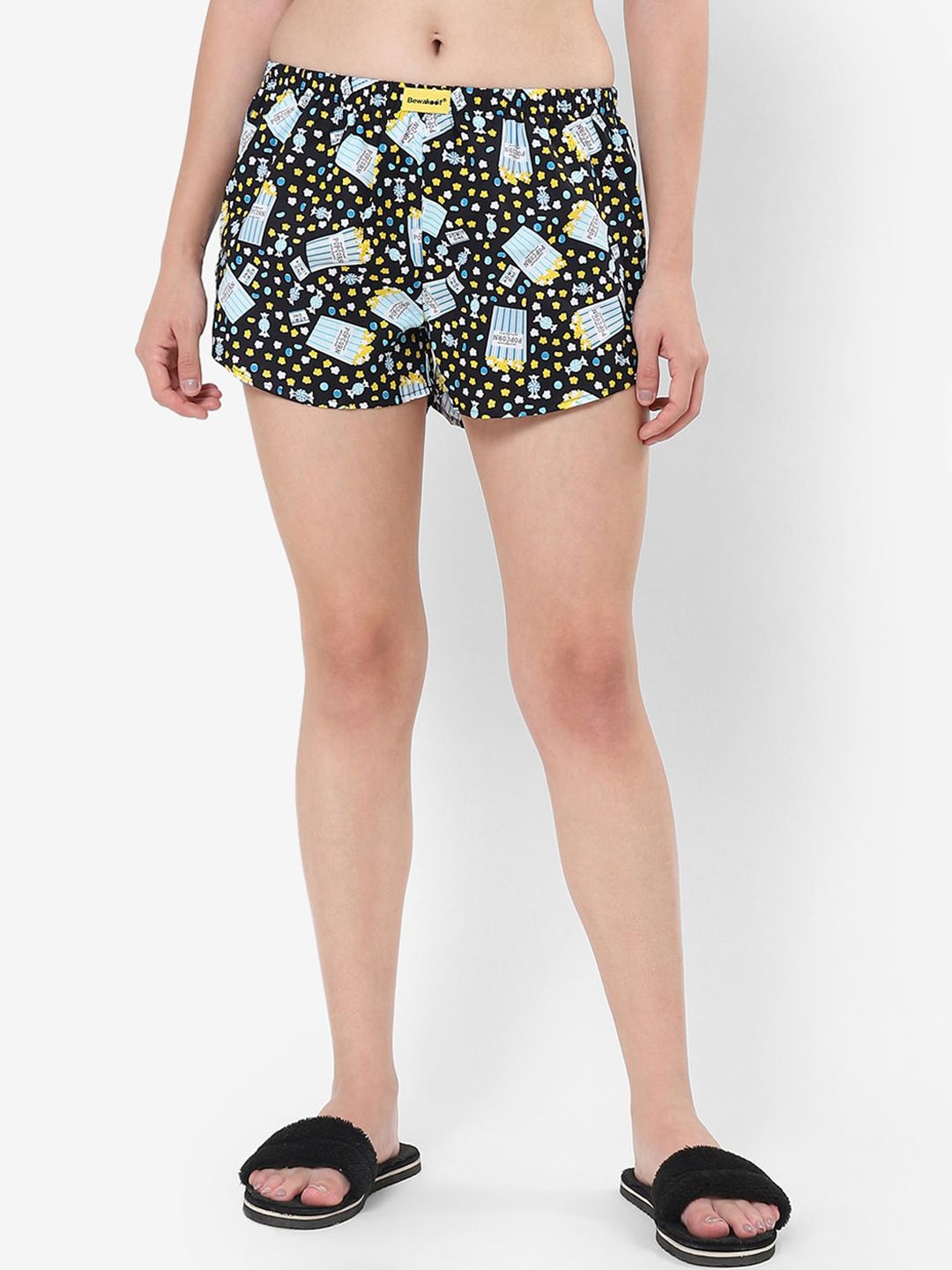 Bewakoof Women Black Floral Printed Shorts Price in India