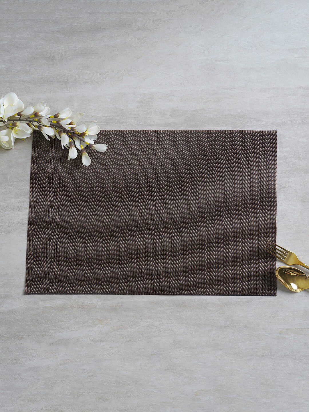 Pure Home and Living Set Of 6 Brown Self-Design Table Placemats Price in India