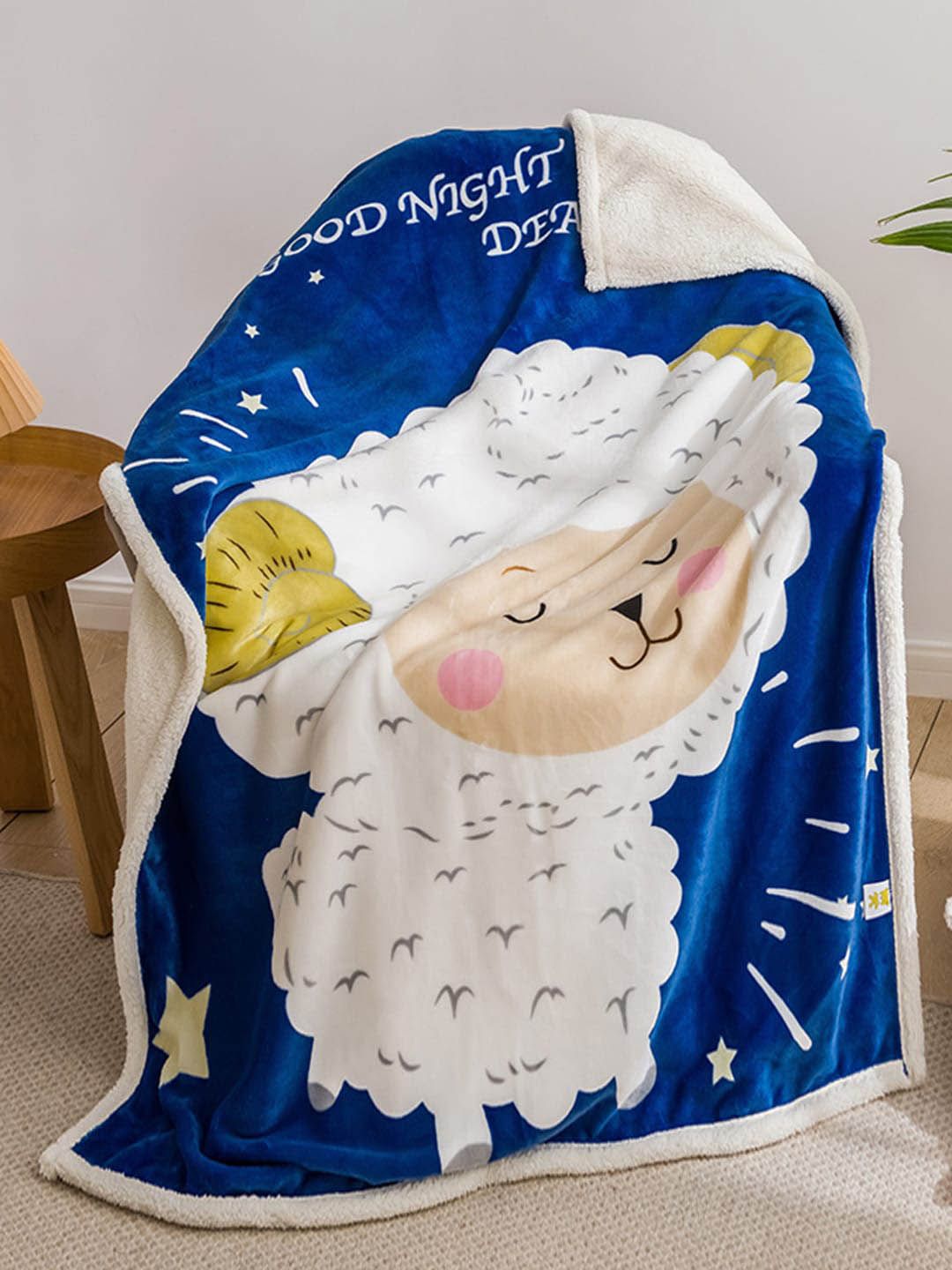 JC Collection Blue & White Cartoon Characters AC Room Single Bed Blanket Price in India