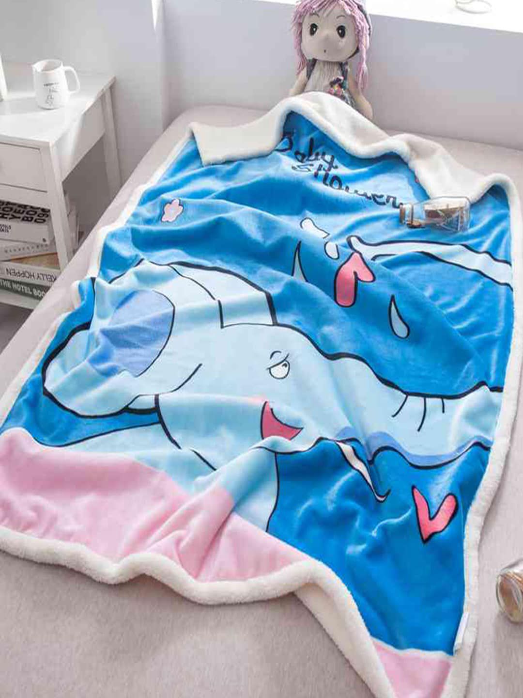 JC Collection Blue & Pink Cartoon Characters AC Room Single Bed Blanket Price in India