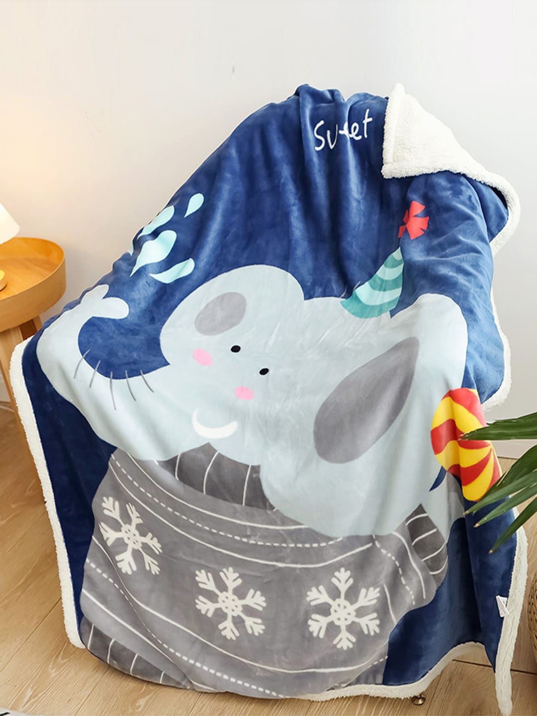 JC Collection Navy Blue & Blue Cartoon Characters AC Room Single Bed Blanket Price in India