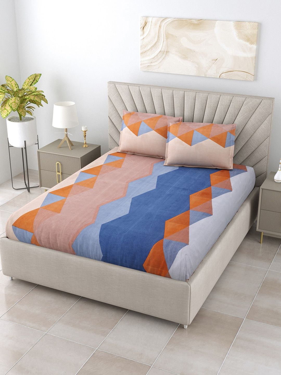 Salona Bichona Unisex Blue Bedsheets Price in India