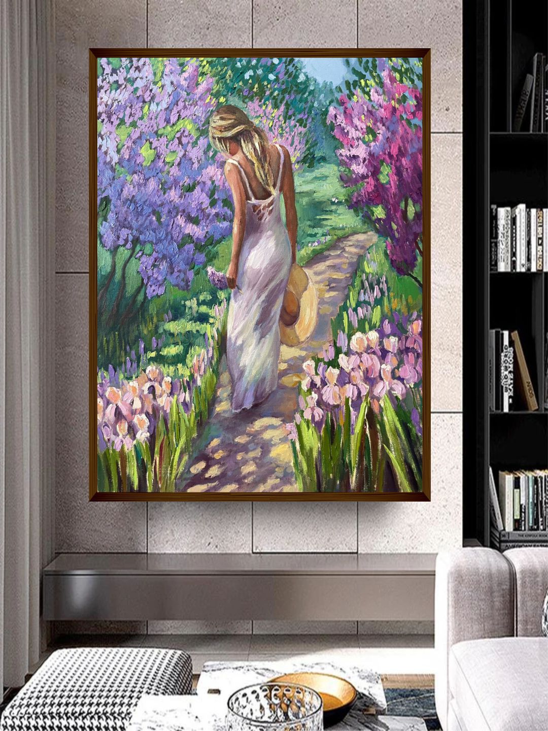 The Art House Green & Purple Abstract Painting Wall Art Price in India
