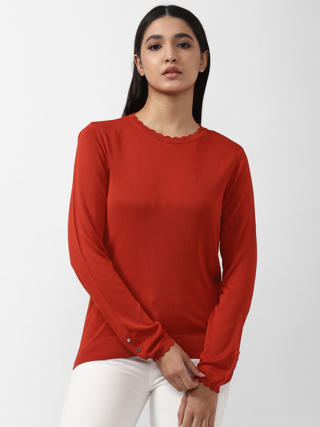 Van Heusen Woman Red Round Neck Long Sleeves op Price in India