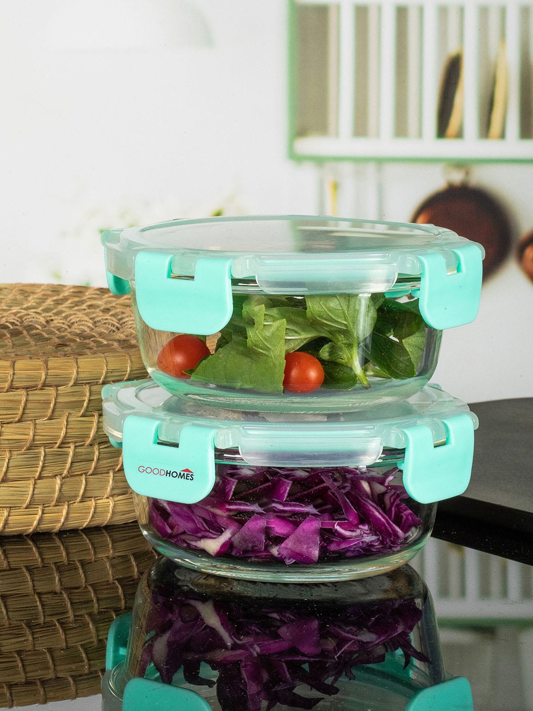 GOODHOMES Set Of 2 Transparent Solid Food Container With Lid Price in India