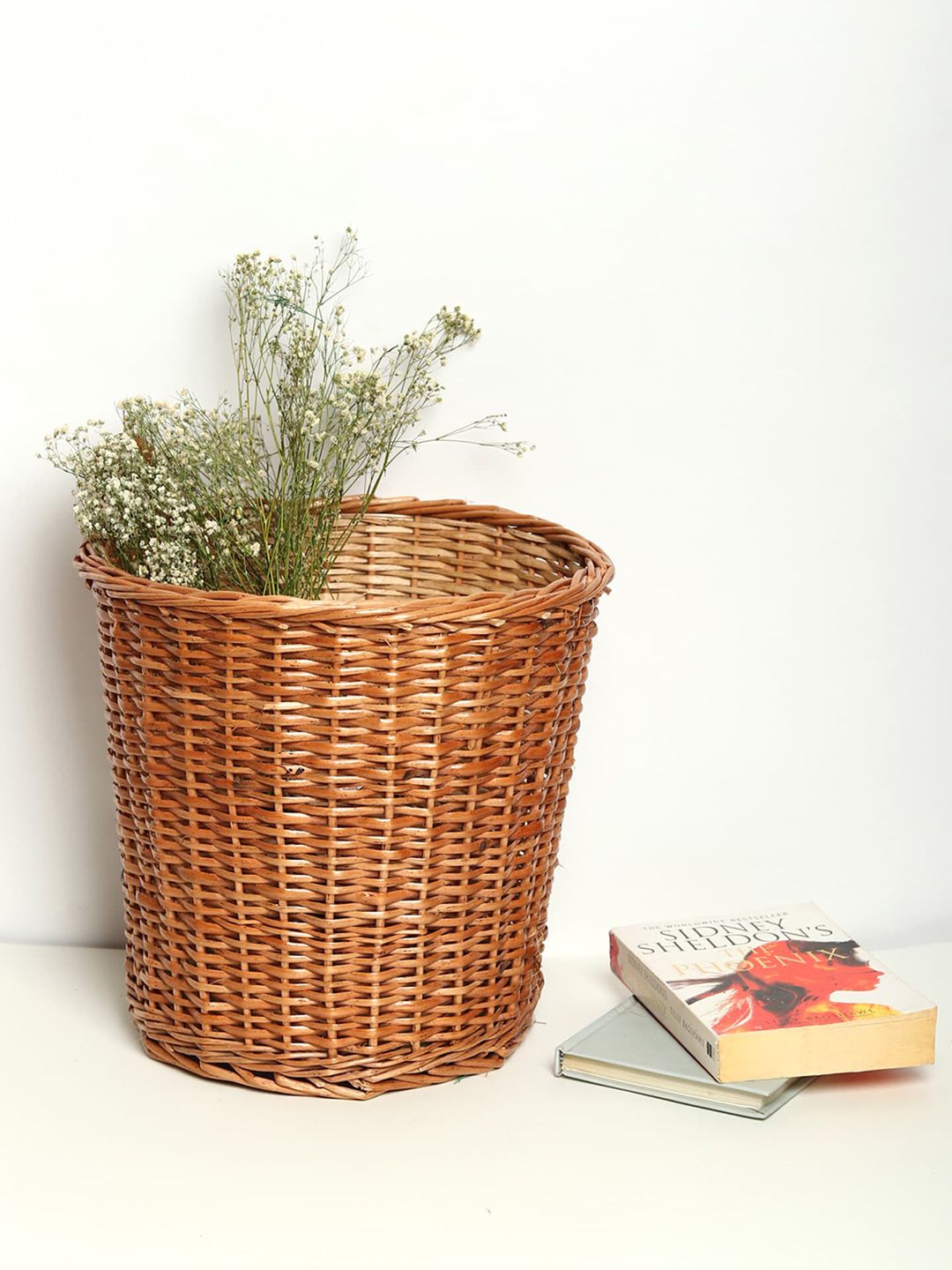 HABERE INDIA Brown Solid Bamboo Dustbin Price in India