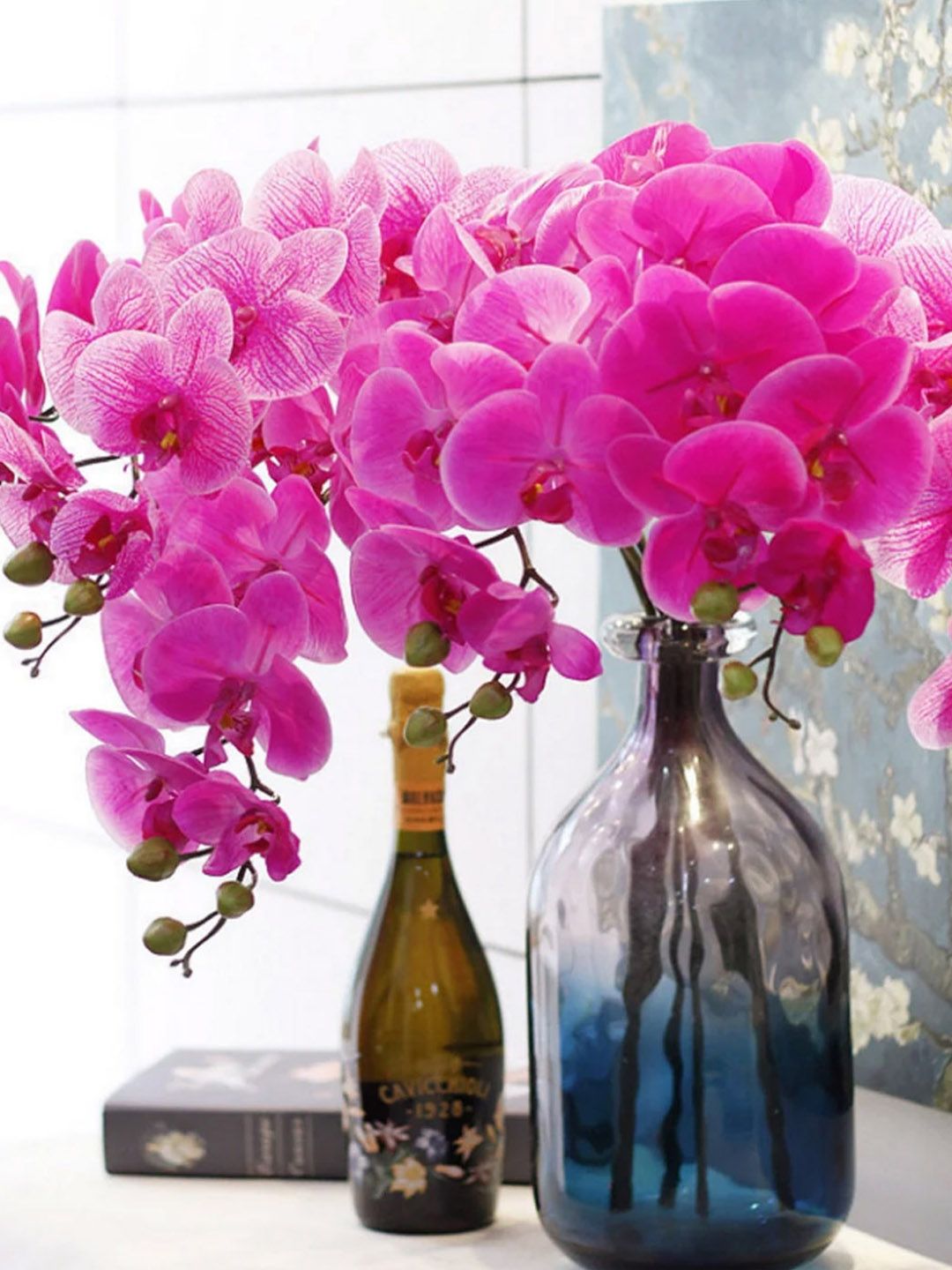 TIED RIBBONS Set of 3 Artificial Orchid Flower Sticks Without Vase TIED RIBBONS Set of 3 Artificial Orchid Flower Sticks Without Vase