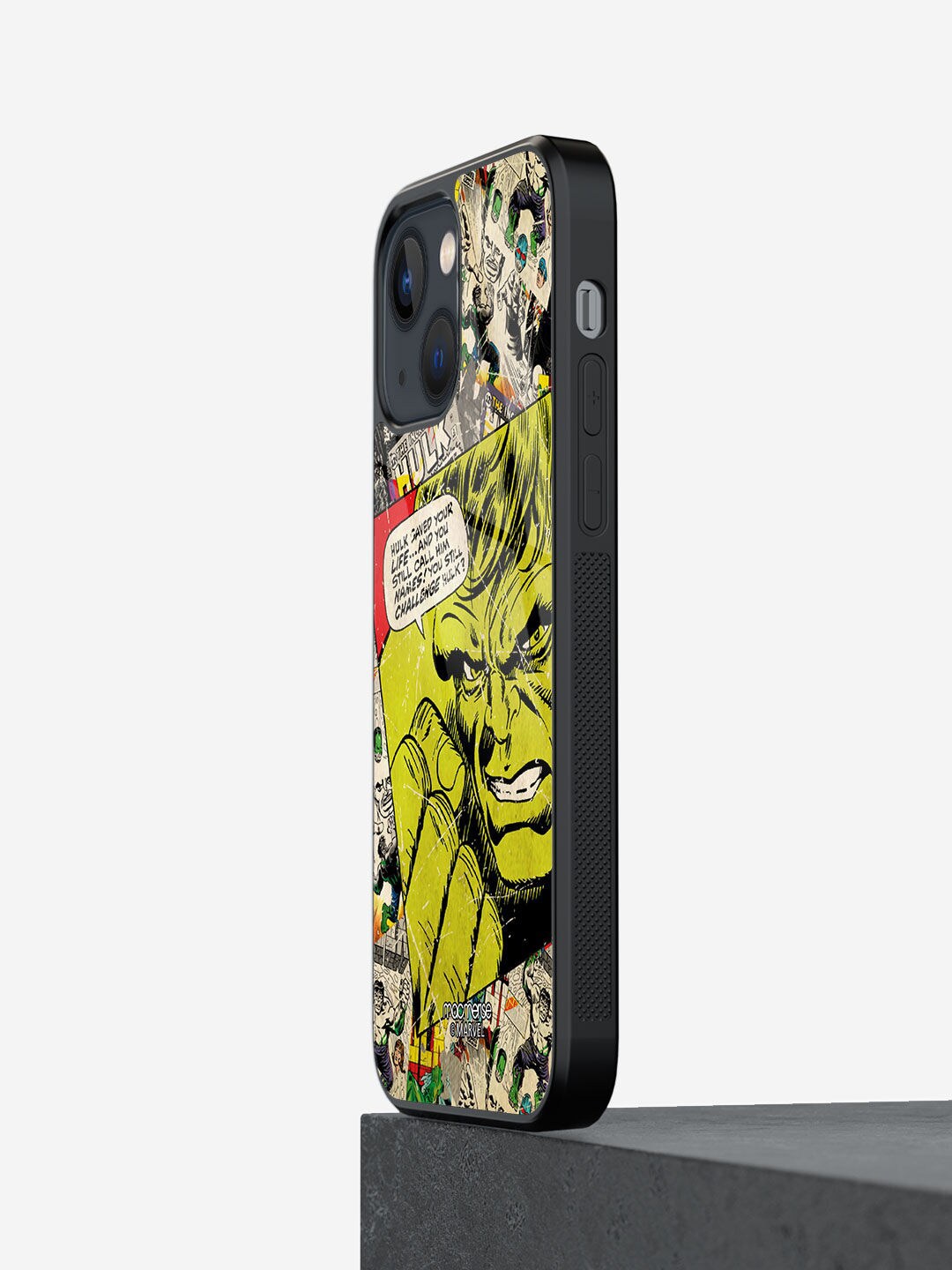 macmerise Yellow Printed Comic Hulk Glass Iphone 13 Mini Phone Case Price in India