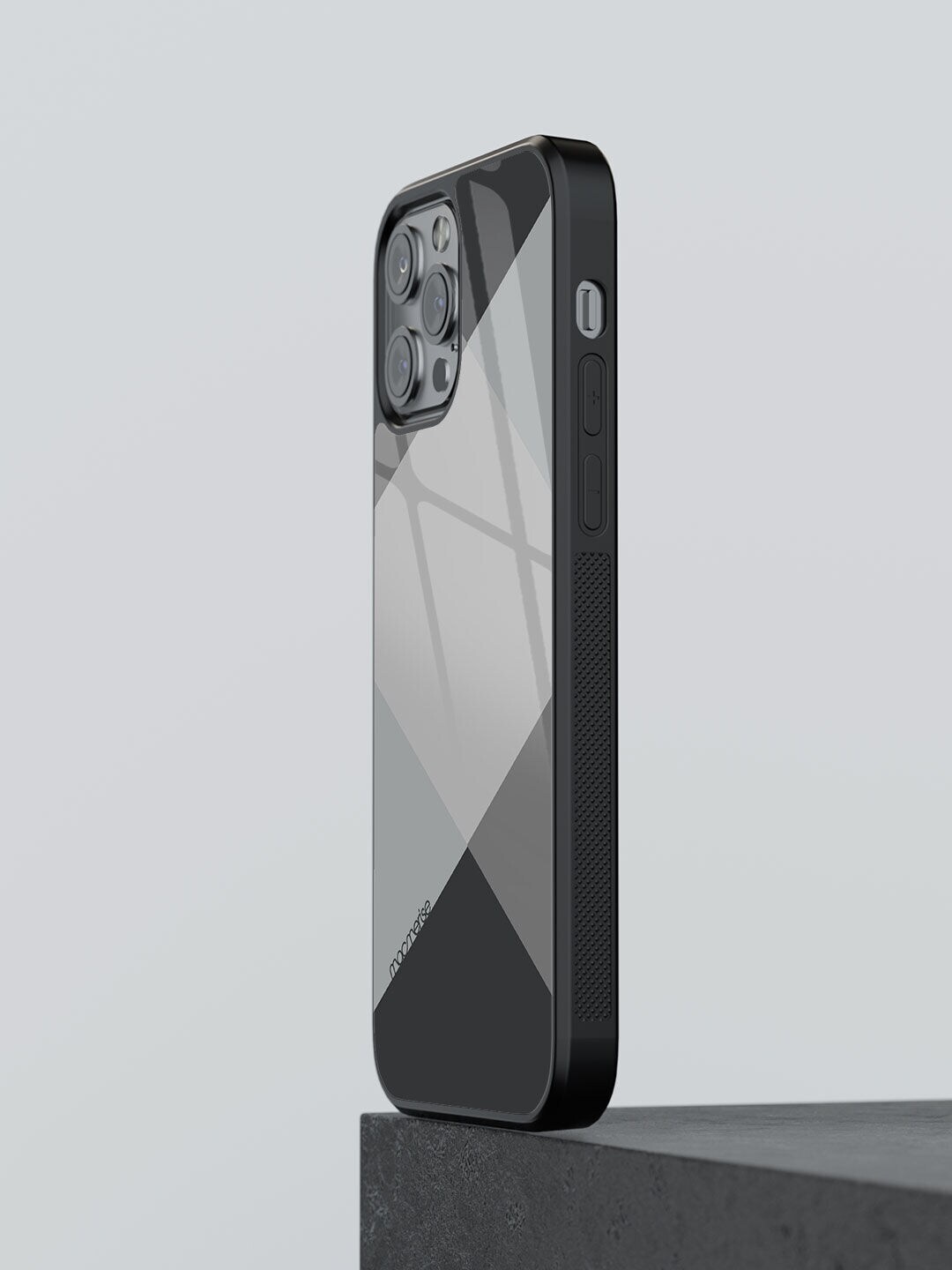 Macmerise Black & Grey Criss Cross Printed iPhone 12 Pro Back Case Price in India