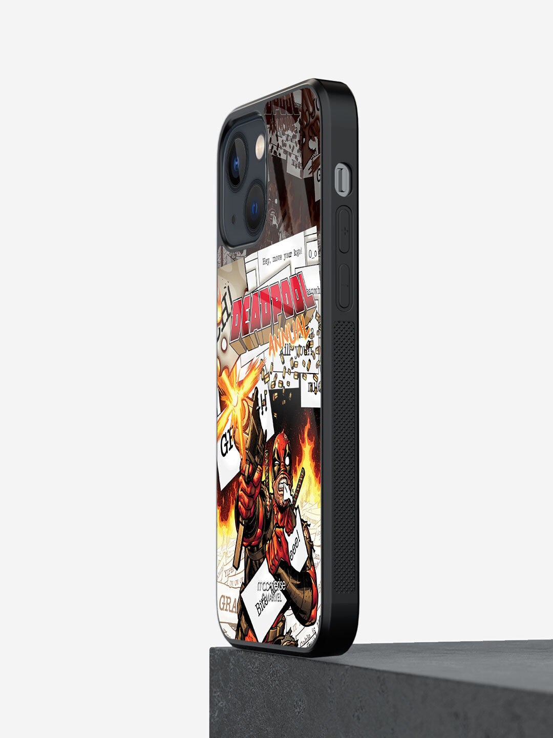 macmerise White Comic Deadpool Printed Glass iPhone 13 Back Case Price in India