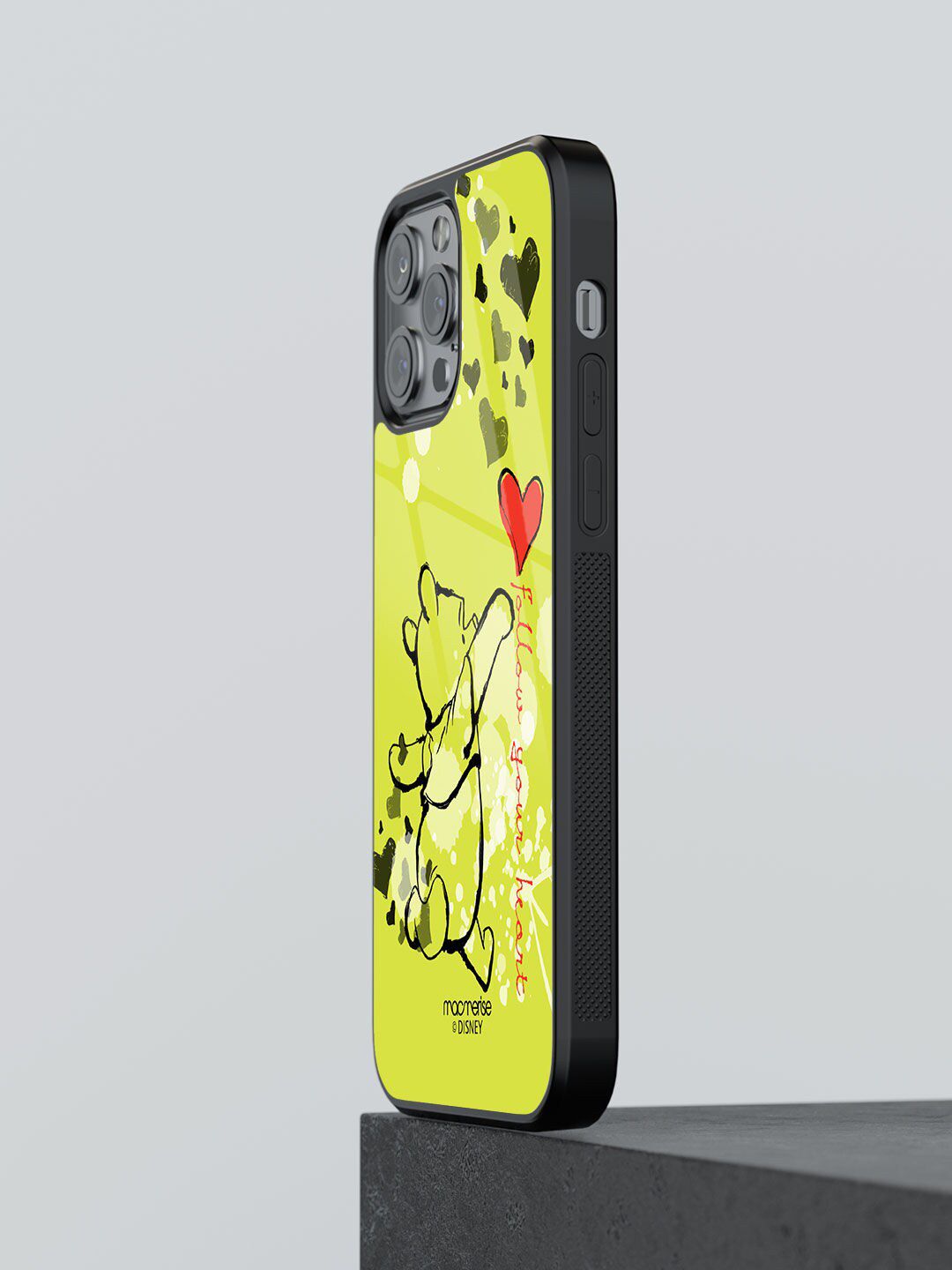 macmerise Yellow Follow your Heart Printed Iphone 12 Pro Max Glass Phone Case Price in India