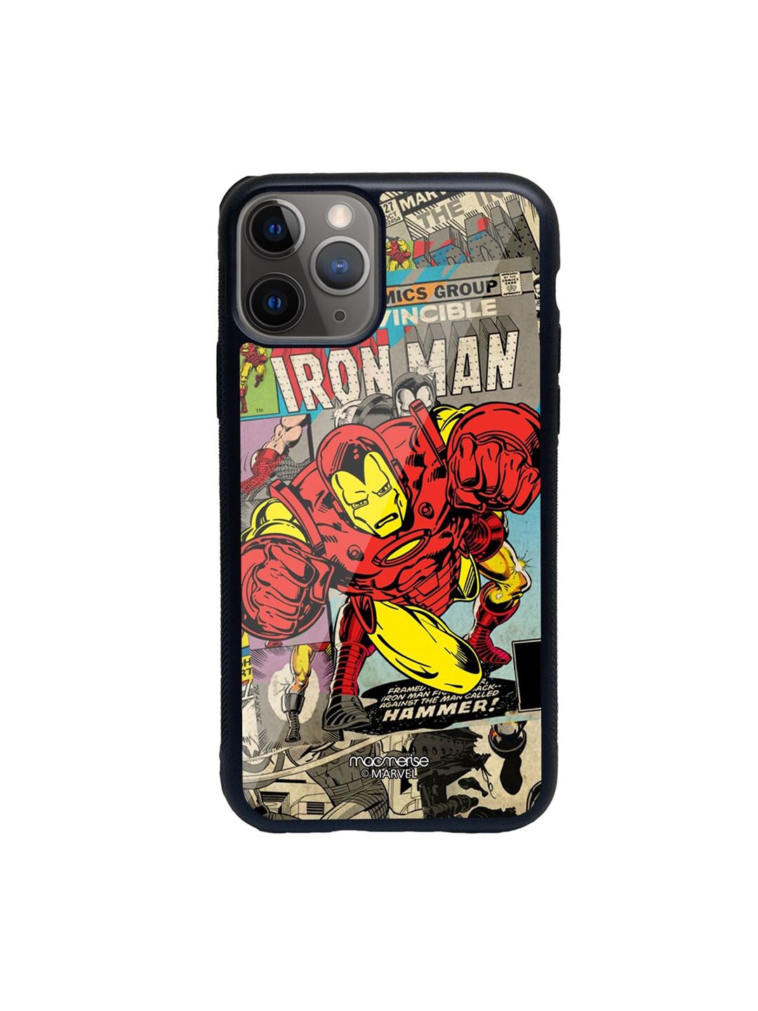 macmerise Red Comic Ironman Printed Iphone 11 Pro Max Glass Phone Case Price in India