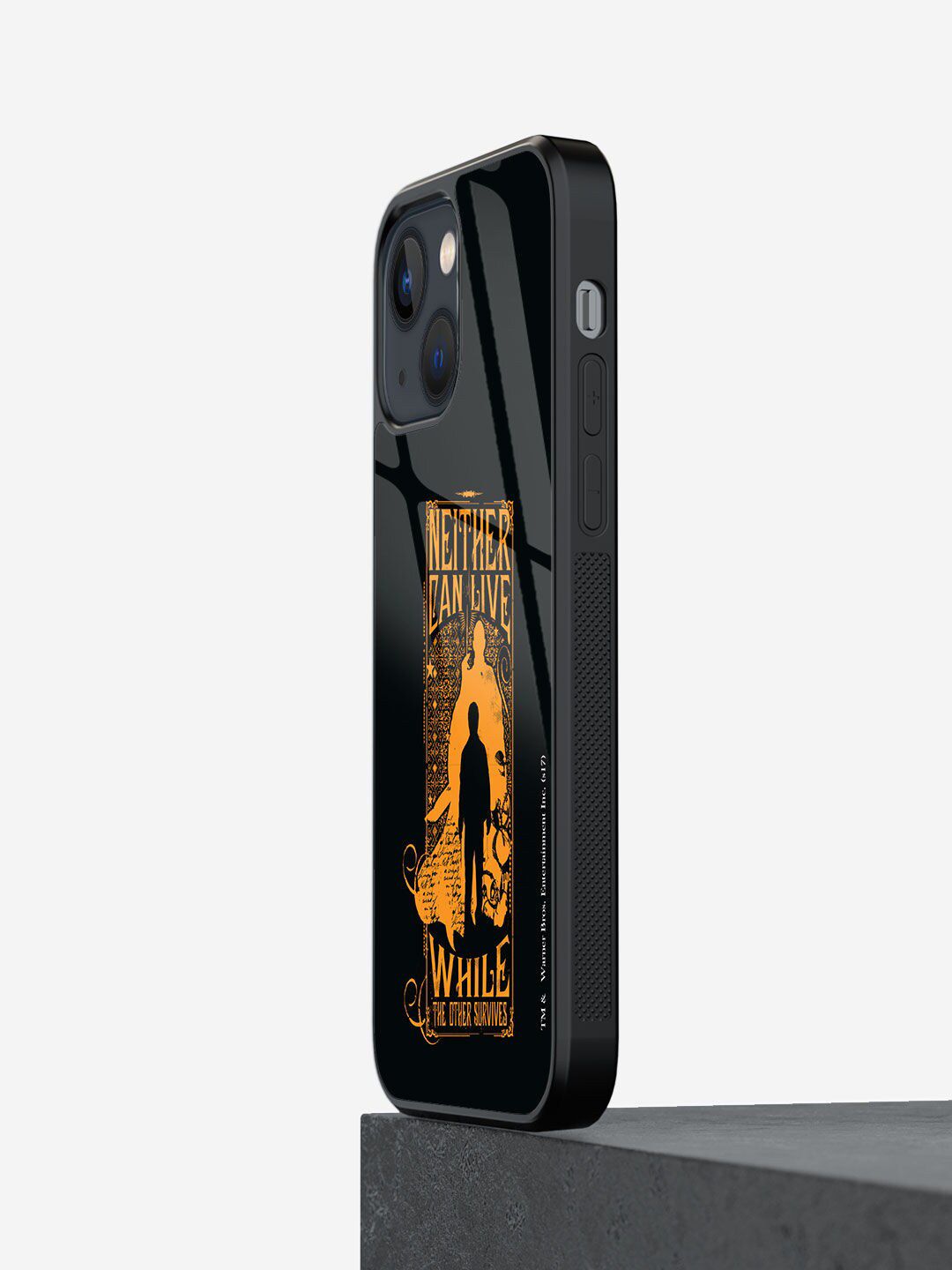 macmerise Black & Orange colored Printed Harry Vs Voldemort Glass Iphone 13 Phone Case Price in India