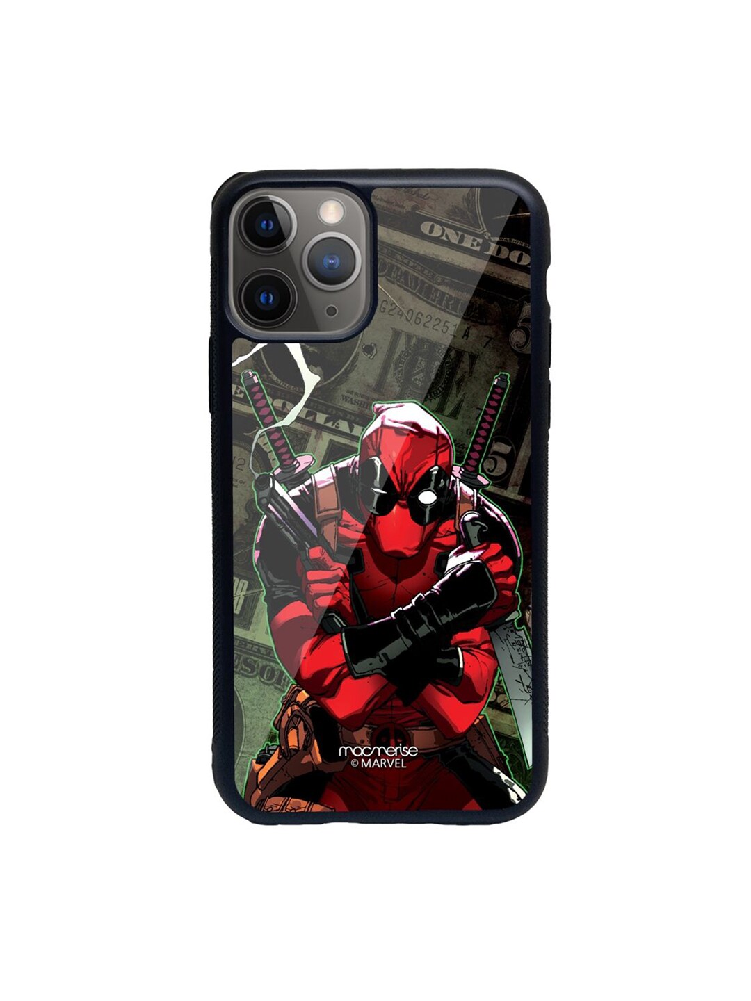 macmerise Black & Red Deadpool Dollar iPhone 11 Pro Max Back Case Price in India