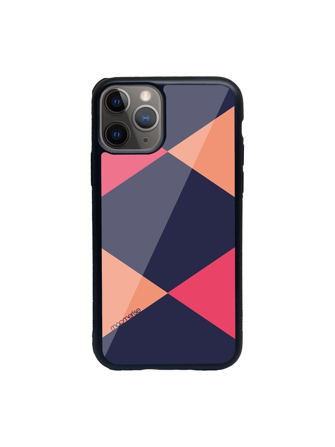 macmerise Blue & Orange Criss Cross Blupink Printed Iphone 11 Pro Max Glass Phone Case Price in India