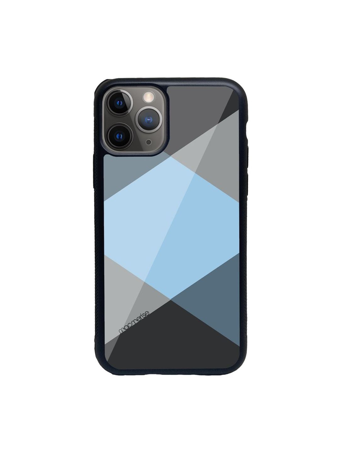 macmerise  Multi Criss Cross Blugrey - Glass Phone Case for iPhone 11 Pro Mobile Accessories Price in India