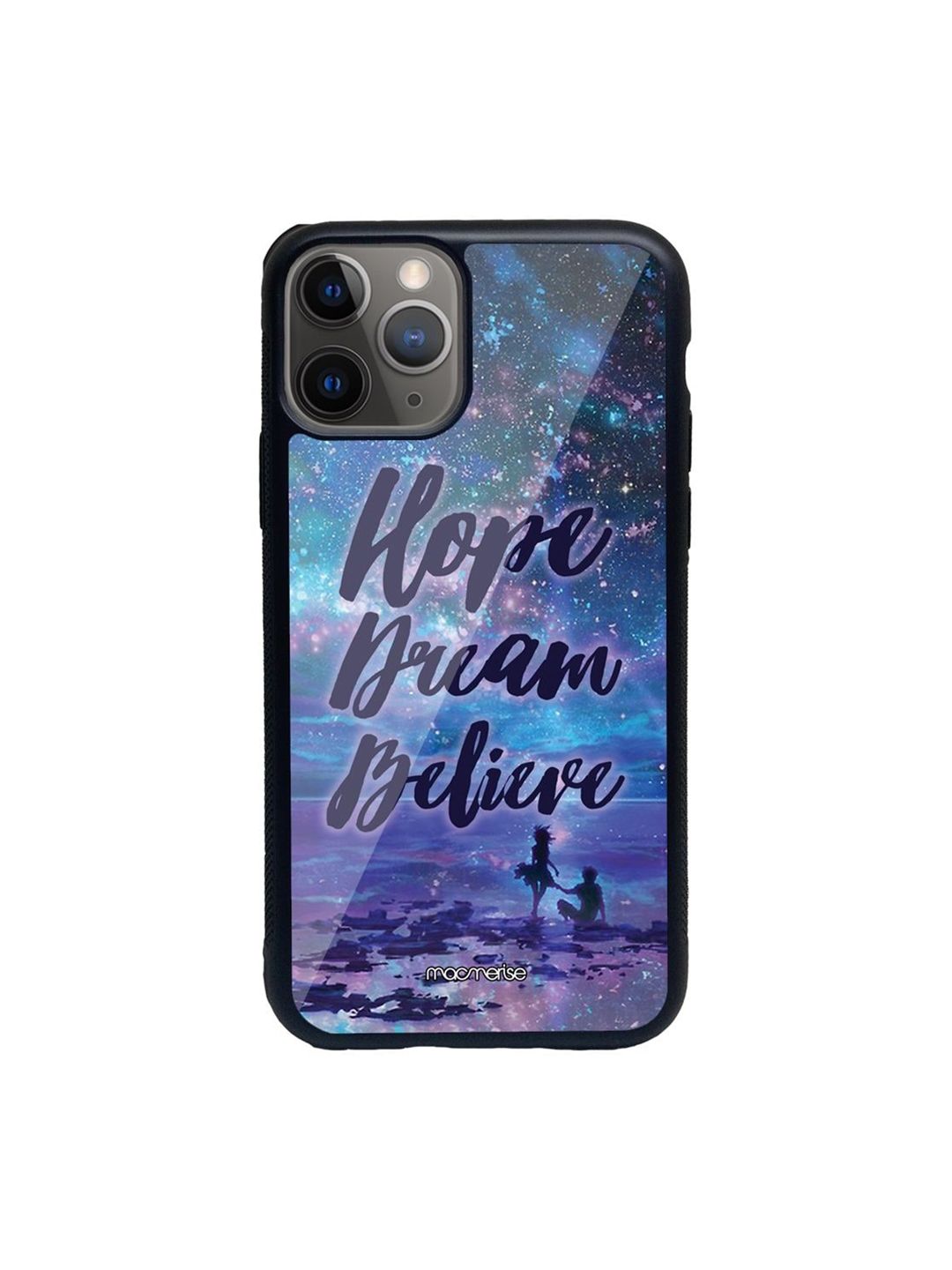 macmerise Blue Printed Hope Dream Believe iPhone 11 Pro Max Glass Phone Back Case Price in India