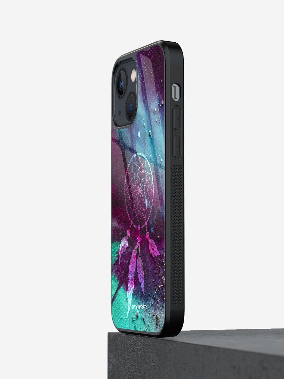 macmerise Blue & Purple  Printed Dream Catcher iPhone 13 Glass Phone Back Case Price in India