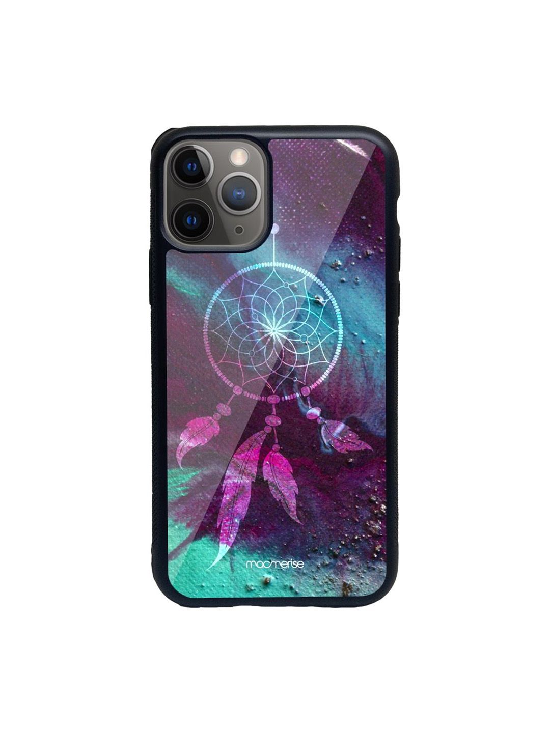 macmerise Purple & Pink Printed Dream Catcher iPhone 13 Mini Glass Phone Back Case Price in India