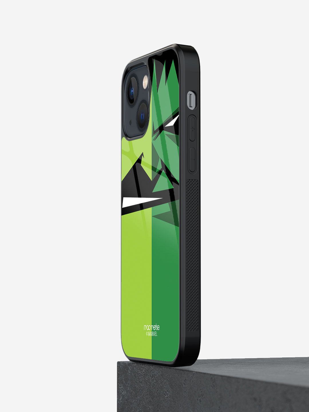 macmerise Green & Black  Printed Face Focus Hulk iPhone 13 Glass Phone Back Case Price in India