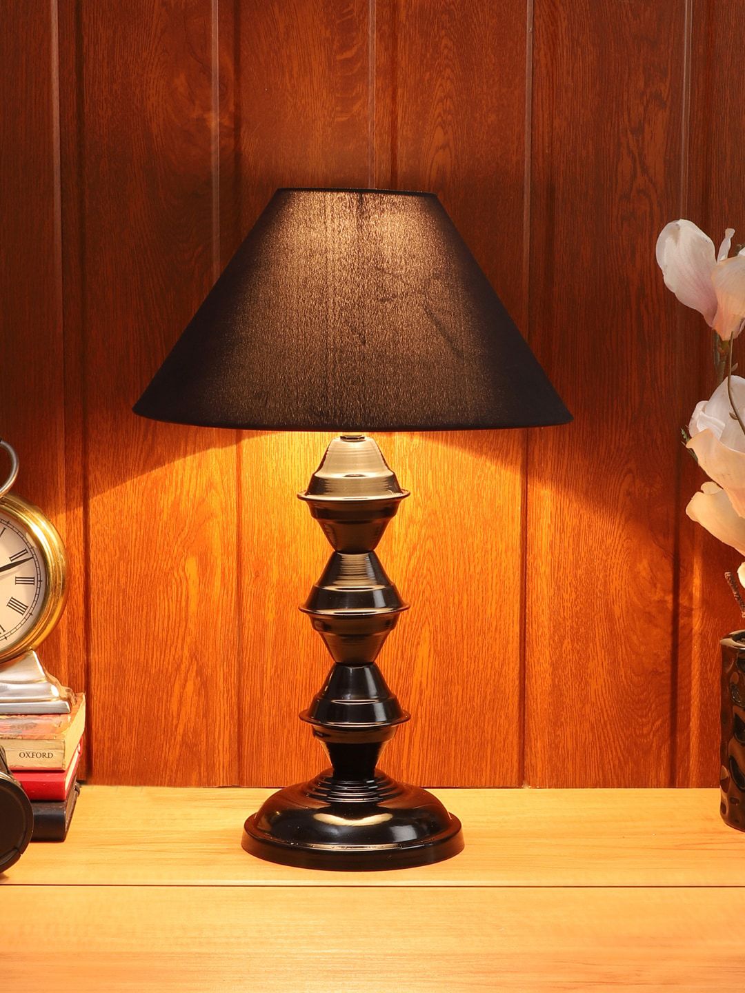 foziq Black Solid Table Lamp Price in India