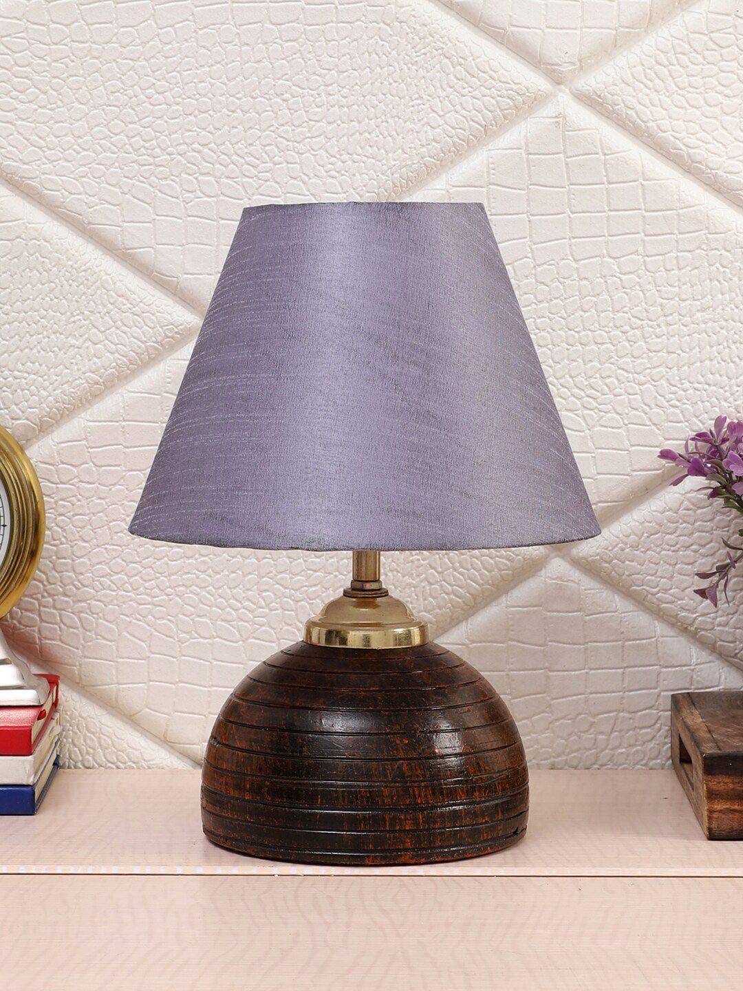 Foziq Brown Solid Table Lamp Price in India