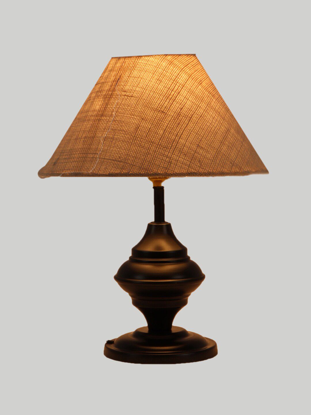 Foziq White & Black Textured Table Lamp Price in India