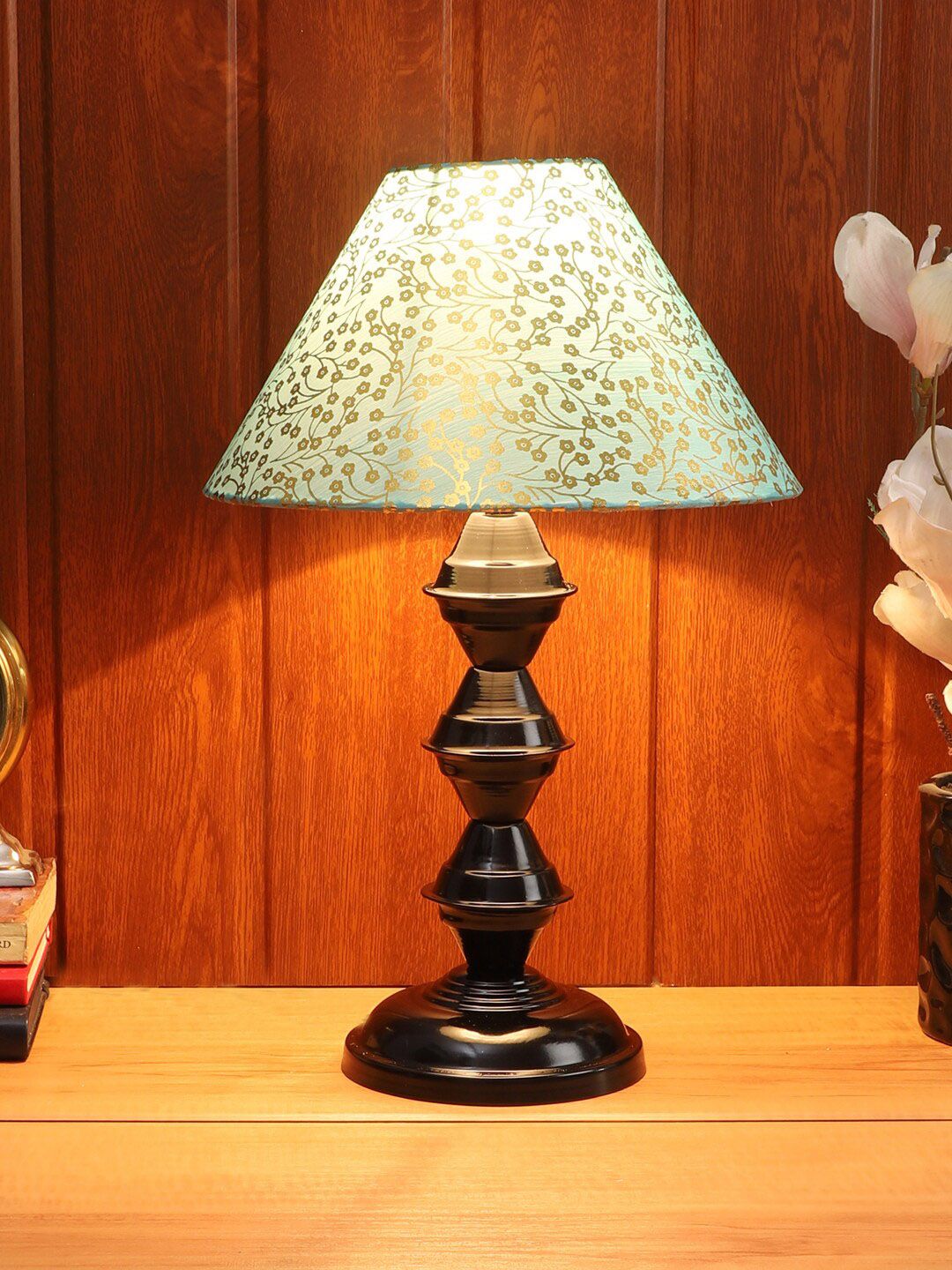 Foziq Black Printed Table Lamps Price in India