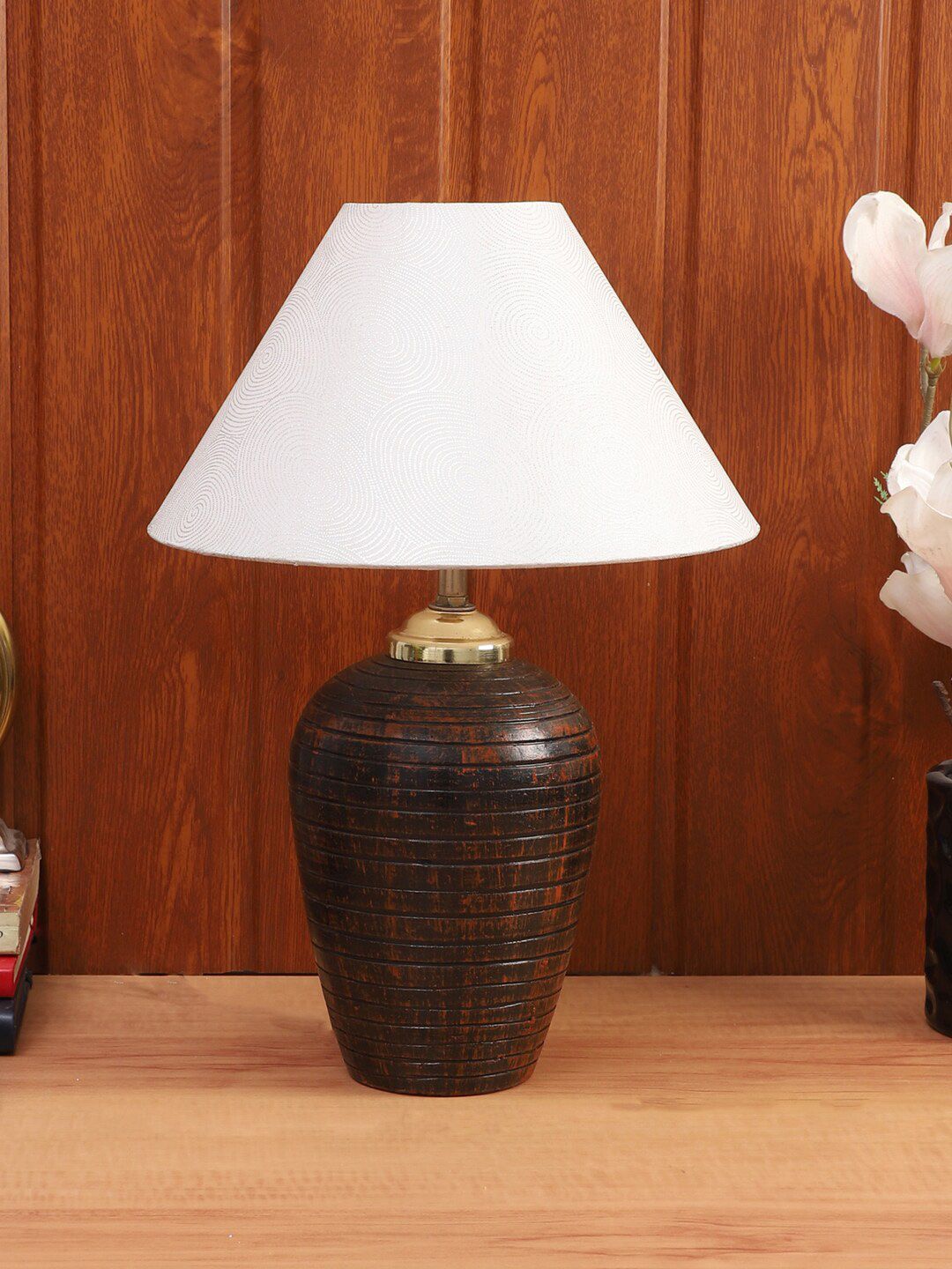 Foziq Brown Solid Table Lamp Price in India