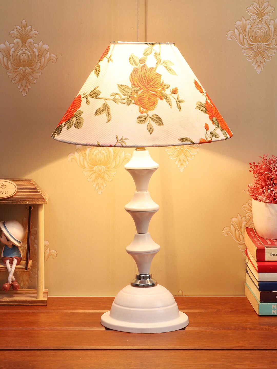 Foziq White Printed Metal Table Lamp Price in India