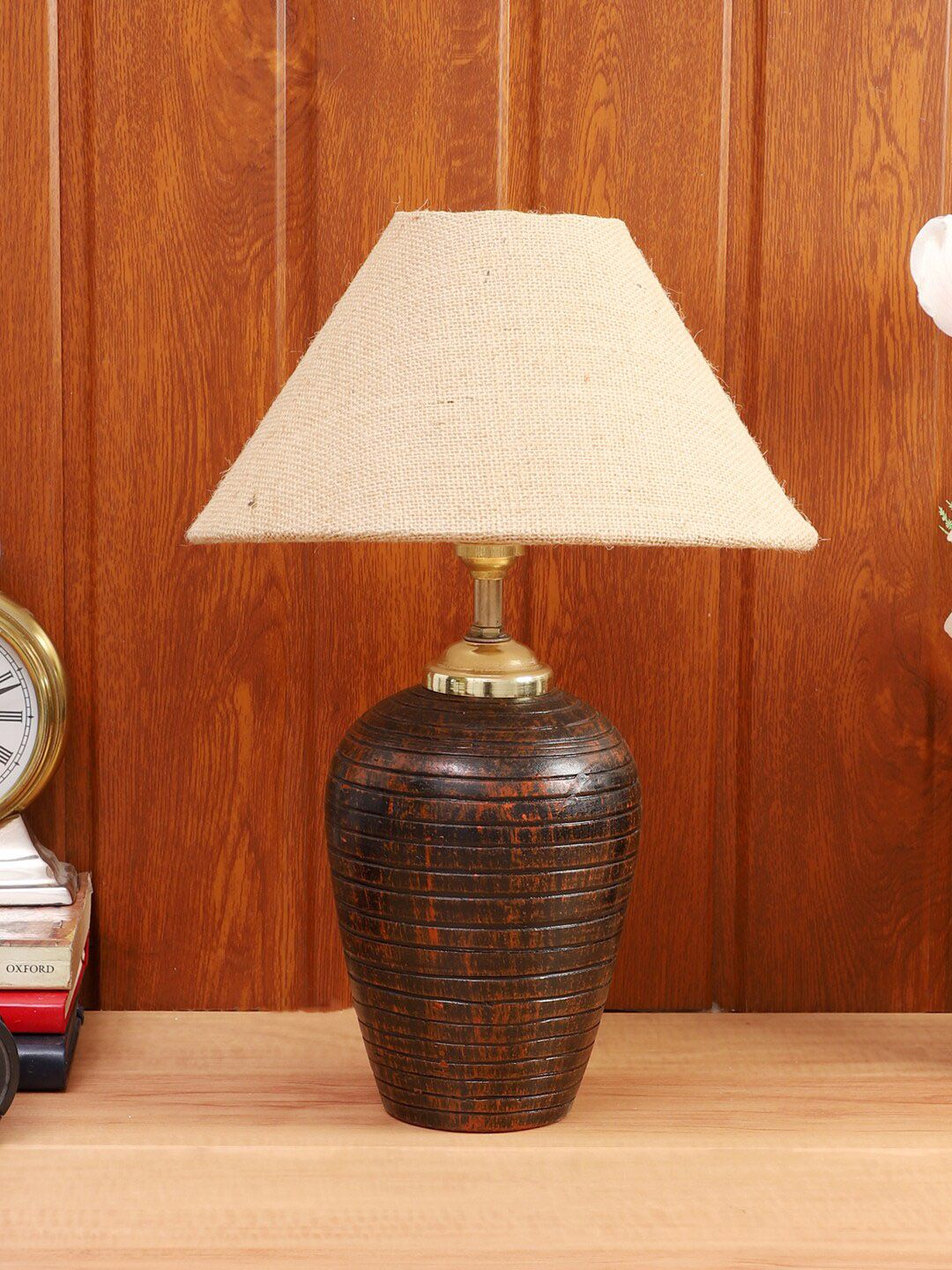 Foziq Brown Solid Table Lamps Price in India