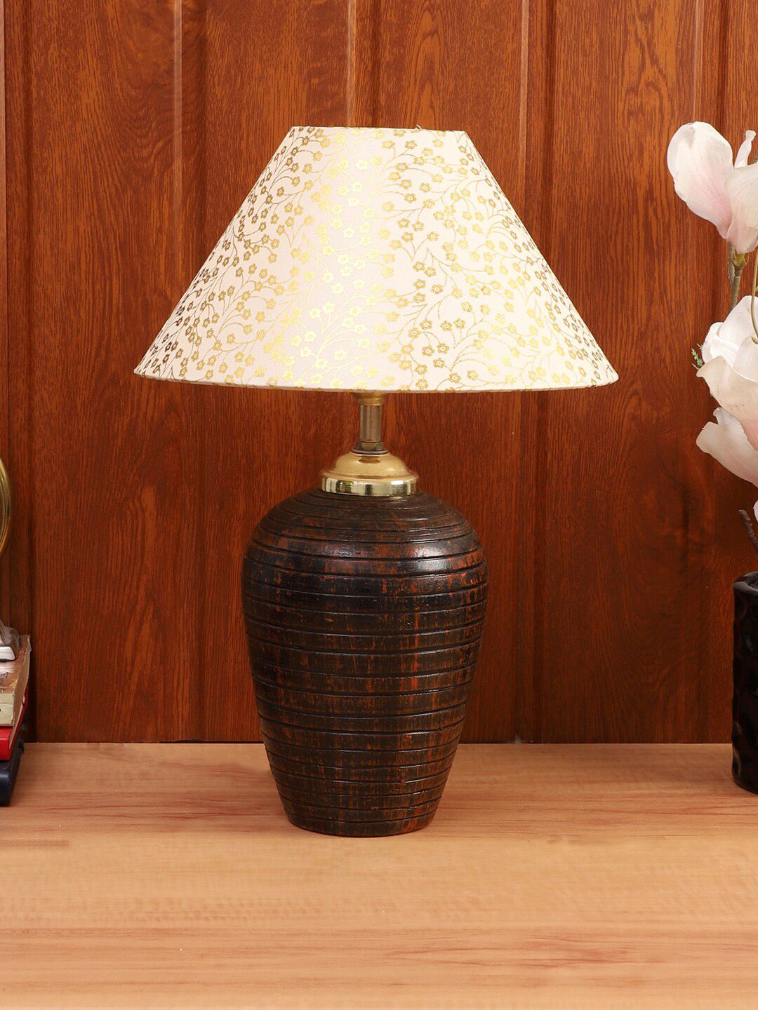 Foziq Brown Printed  Table Lamps Price in India