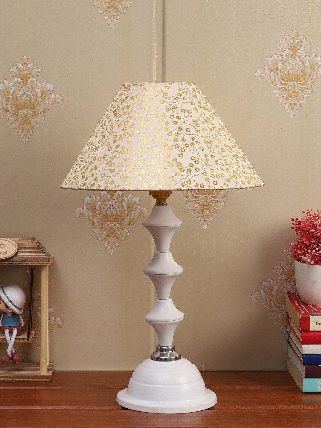 Foziq White Printed Table Lamp Price in India