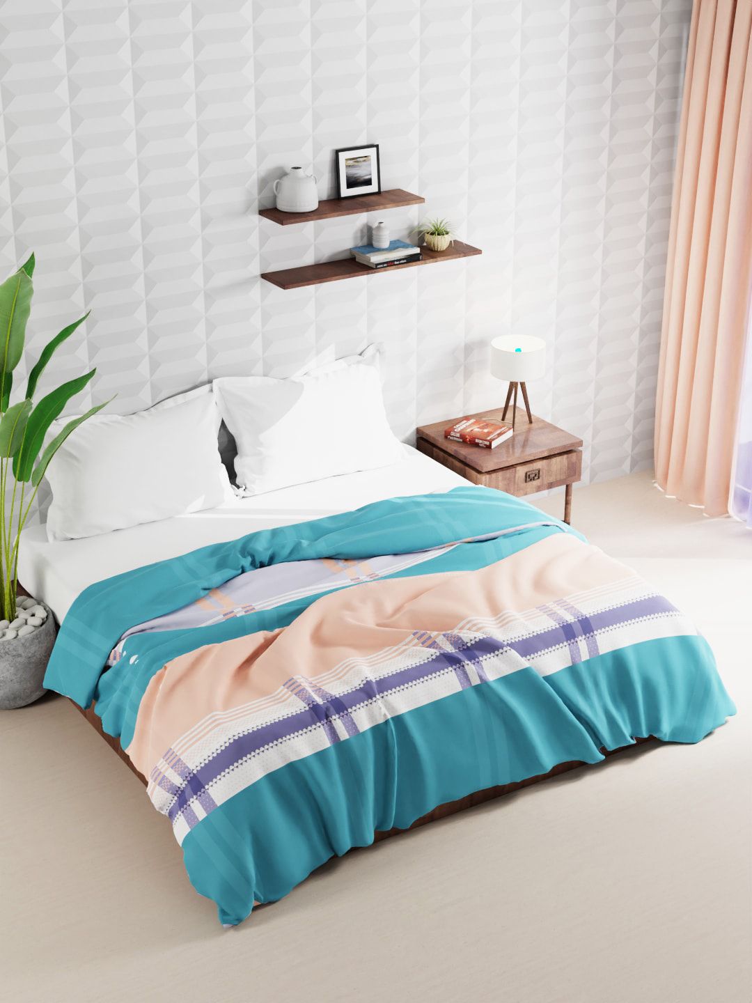 BIANCA Blue & White Striped Microfiber AC Room Double Bed Comforter Price in India