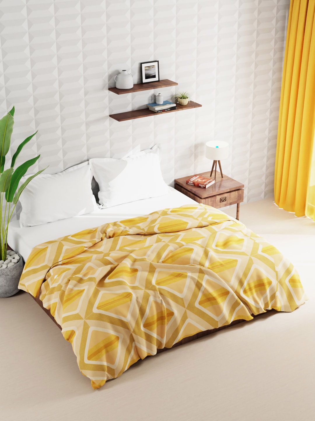BIANCA Yellow & White Microfiber AC Room Double Bed Comforter Price in India