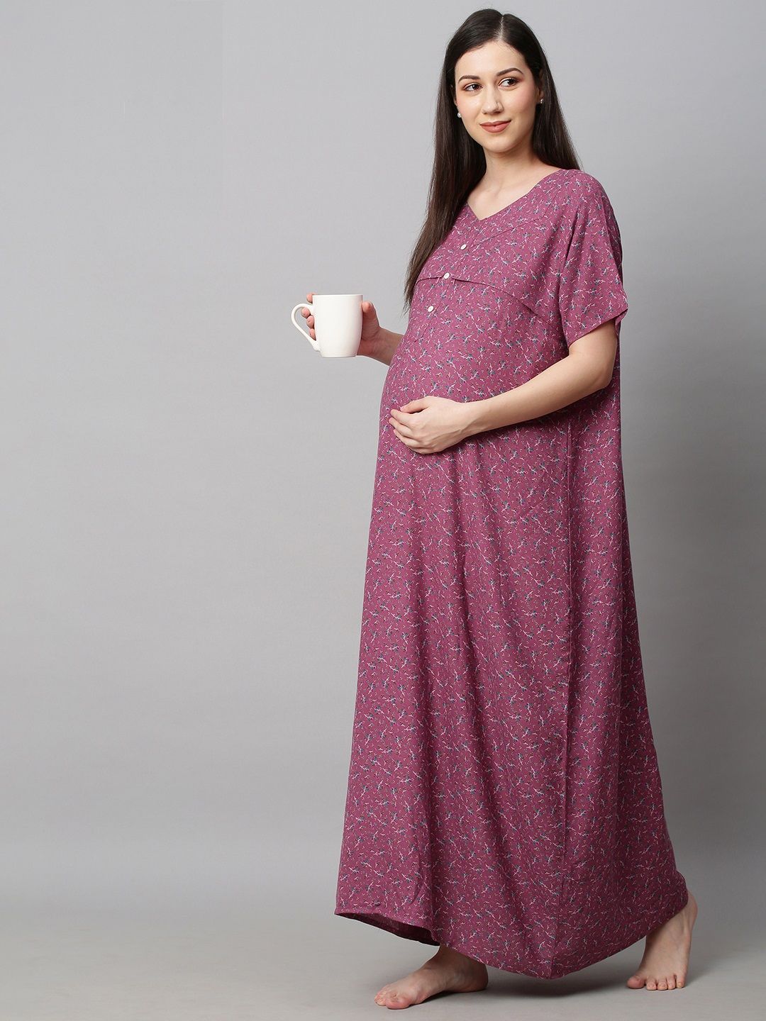 MomToBe Purple Printed Maxi Nursing Nightdress deal from myntra MomToBe Purple Printed Maxi Nursing Nightdress deal from myntra