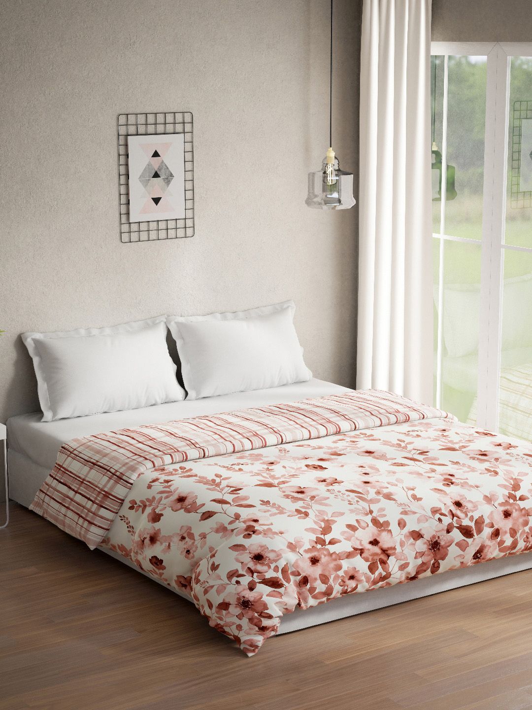 DDecor Floral Mild Winter 150 GSM Cotton Double Bed Quilt Price in India