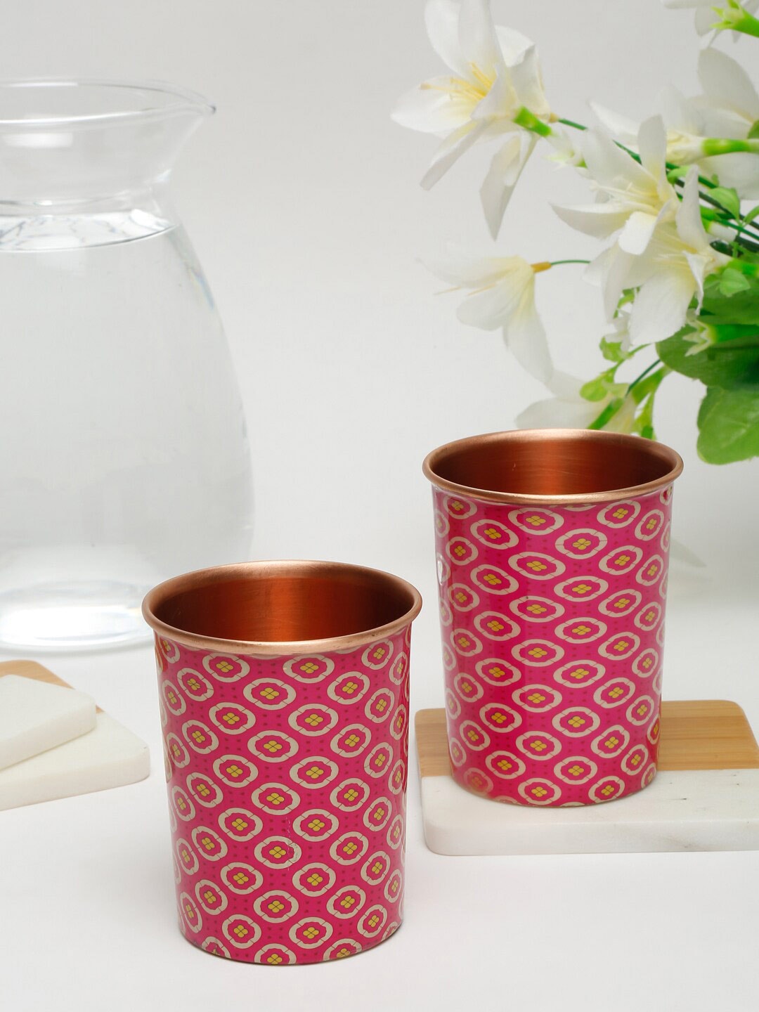EK BY EKTA KAPOOR 2 Floral Printed Copper Matte 300ML Cups Price in India
