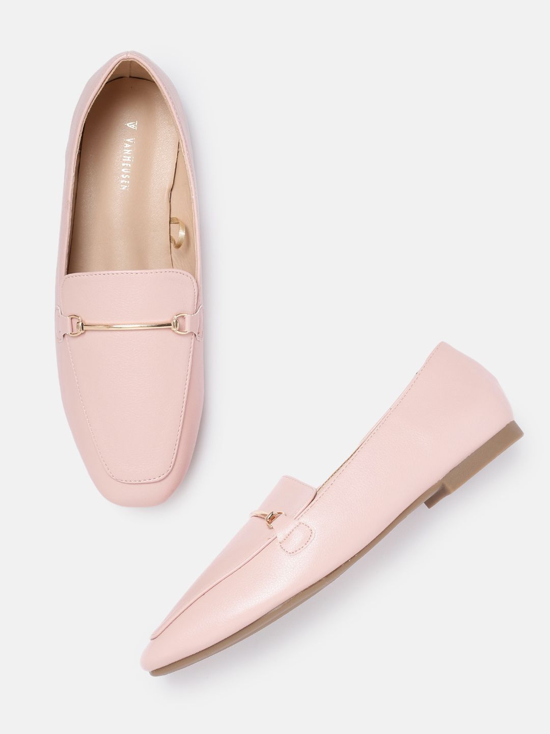 Van Heusen Woman Women Pink PU Horsebit Loafers Price in India