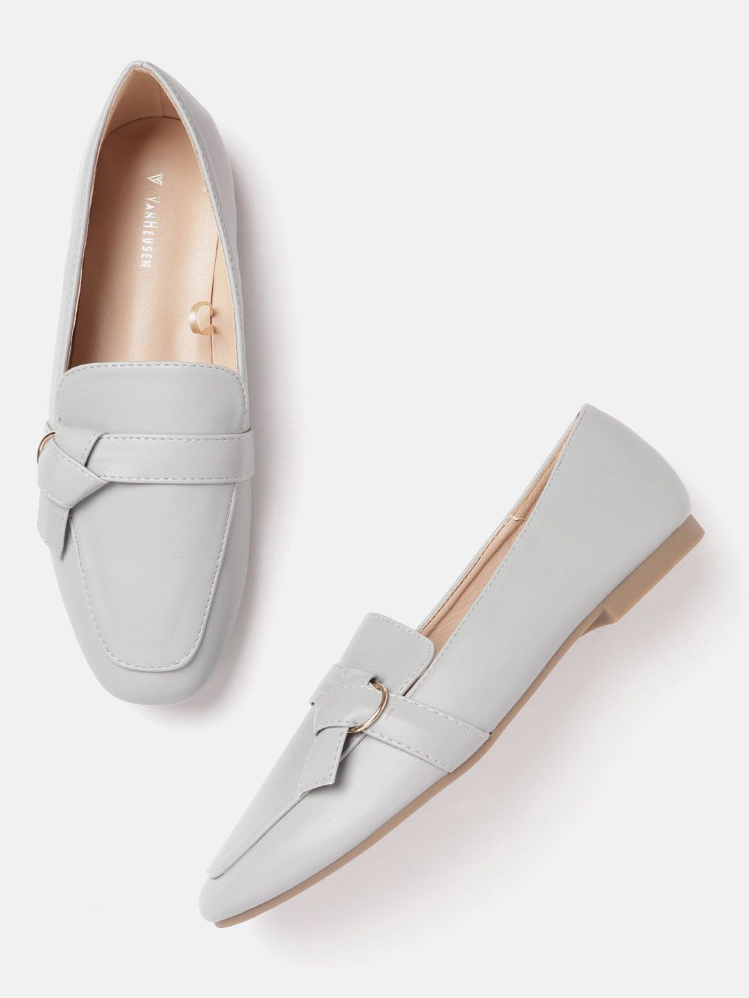 Van Heusen Woman Grey Solid Loafers with Knot Detail Price in India