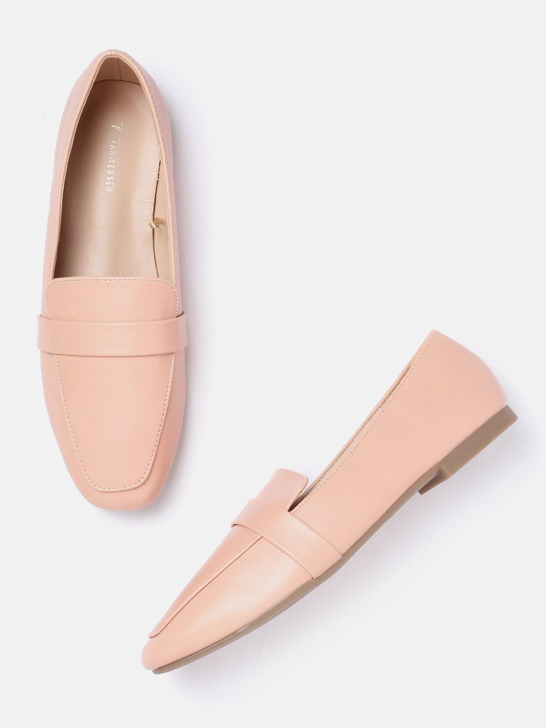 Van Heusen Woman Women Peach-Coloured PU Loafers Price in India