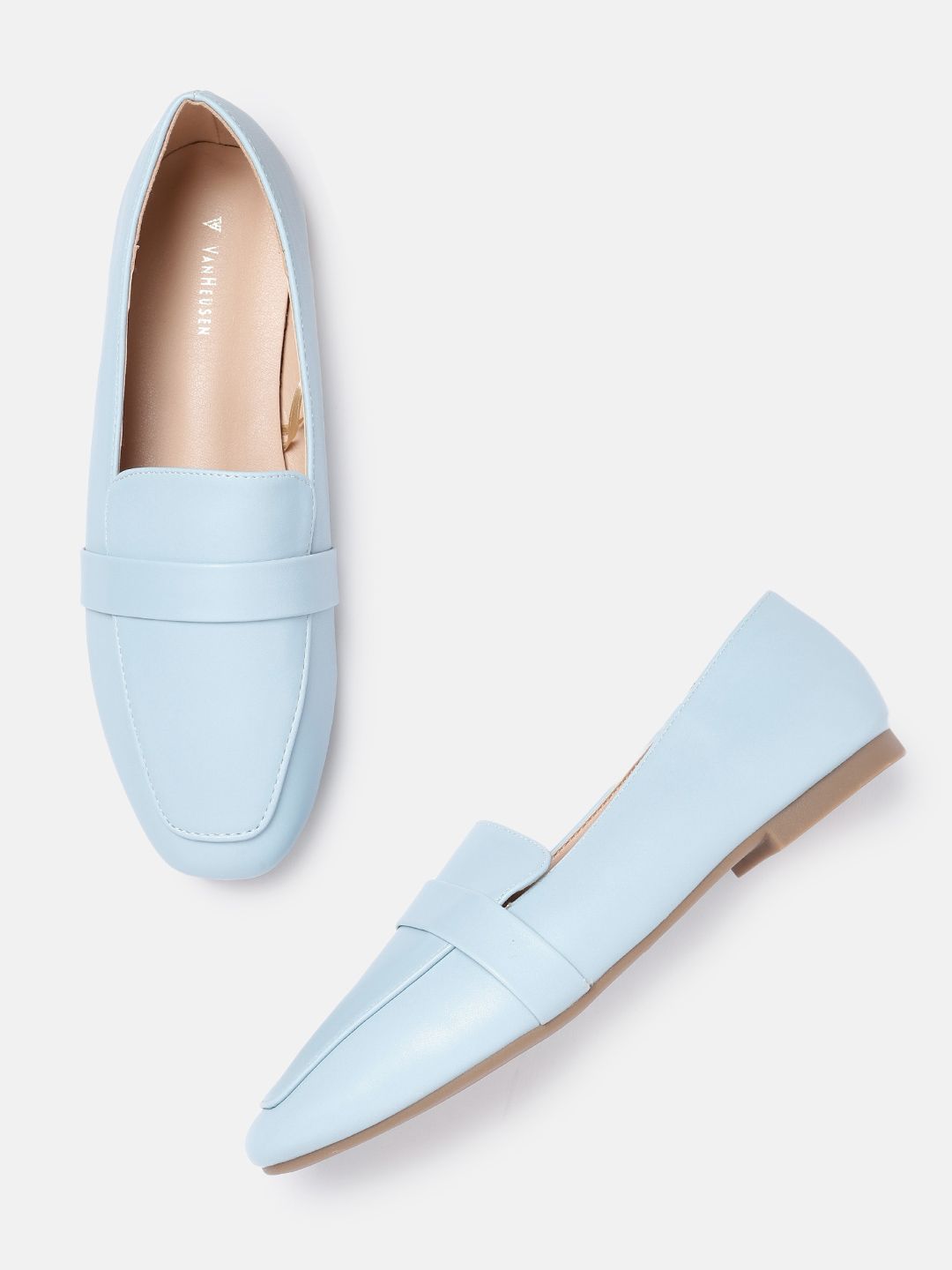 Van Heusen Woman Women Blue PU Loafers Price in India