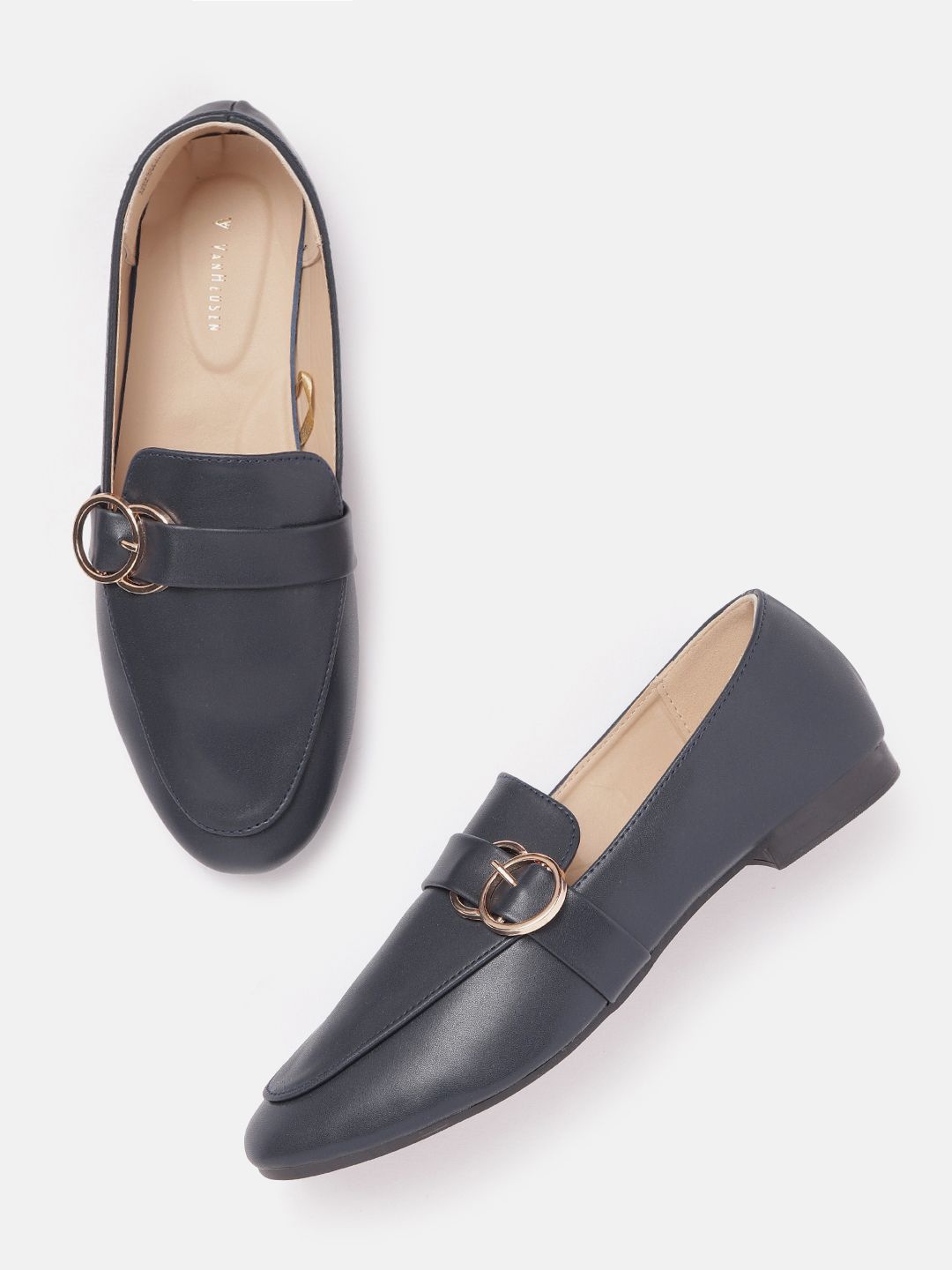 Van Heusen Woman Solid Loafers with Buckle Detail Price in India