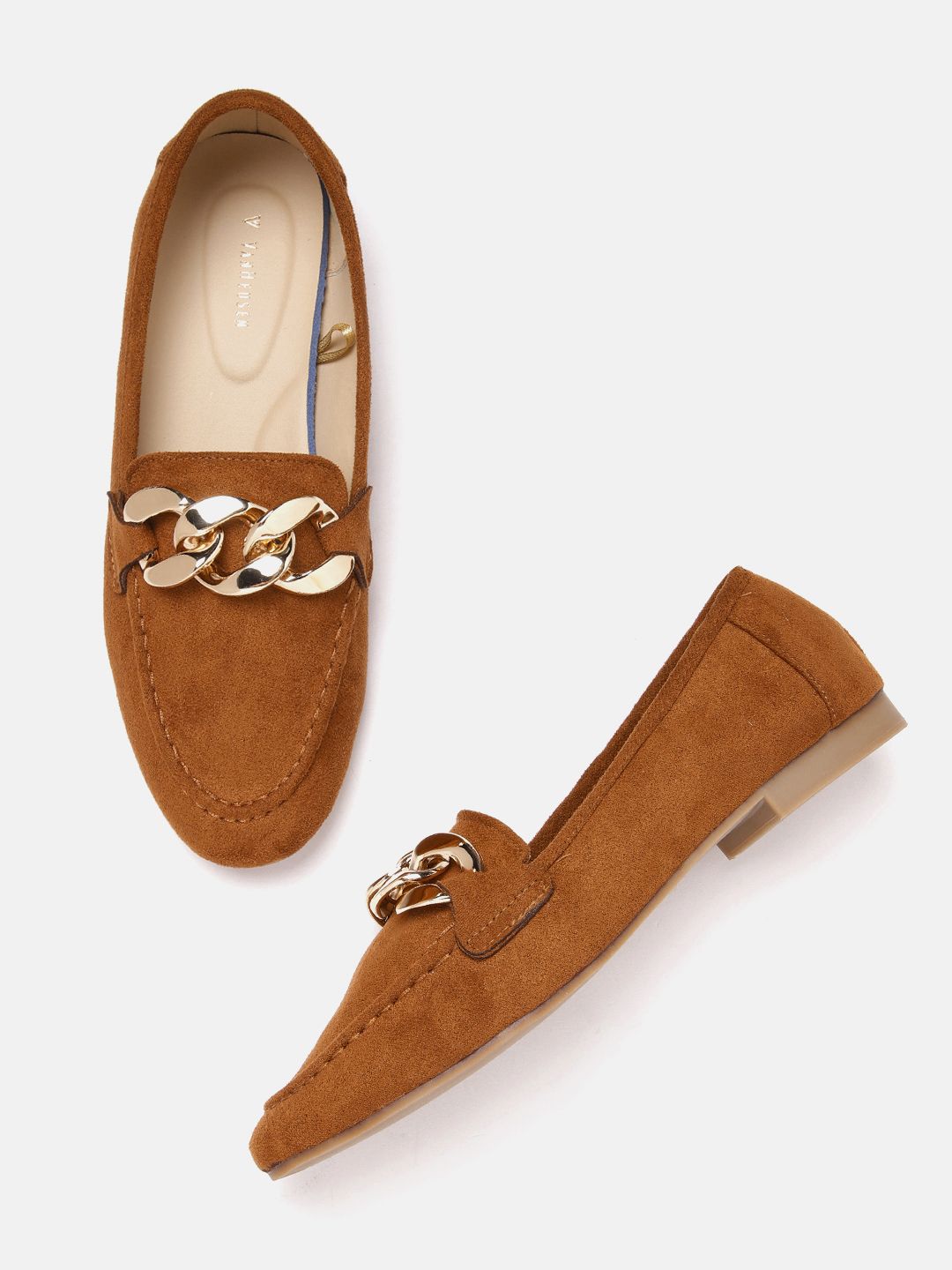 Van Heusen Woman Tan Brown Solid Loafers Price in India