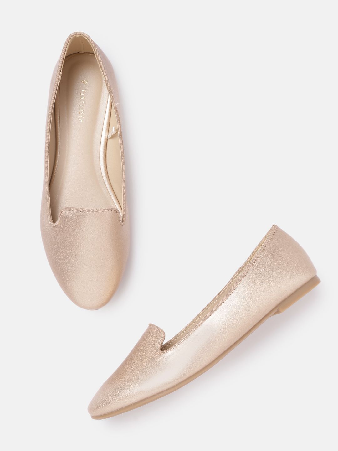 Van Heusen Woman Copper-Toned Round Toe Solid Ballerinas