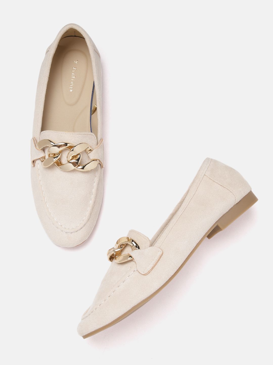 Van Heusen Woman Beige Suede Finish Link Loafers Price in India