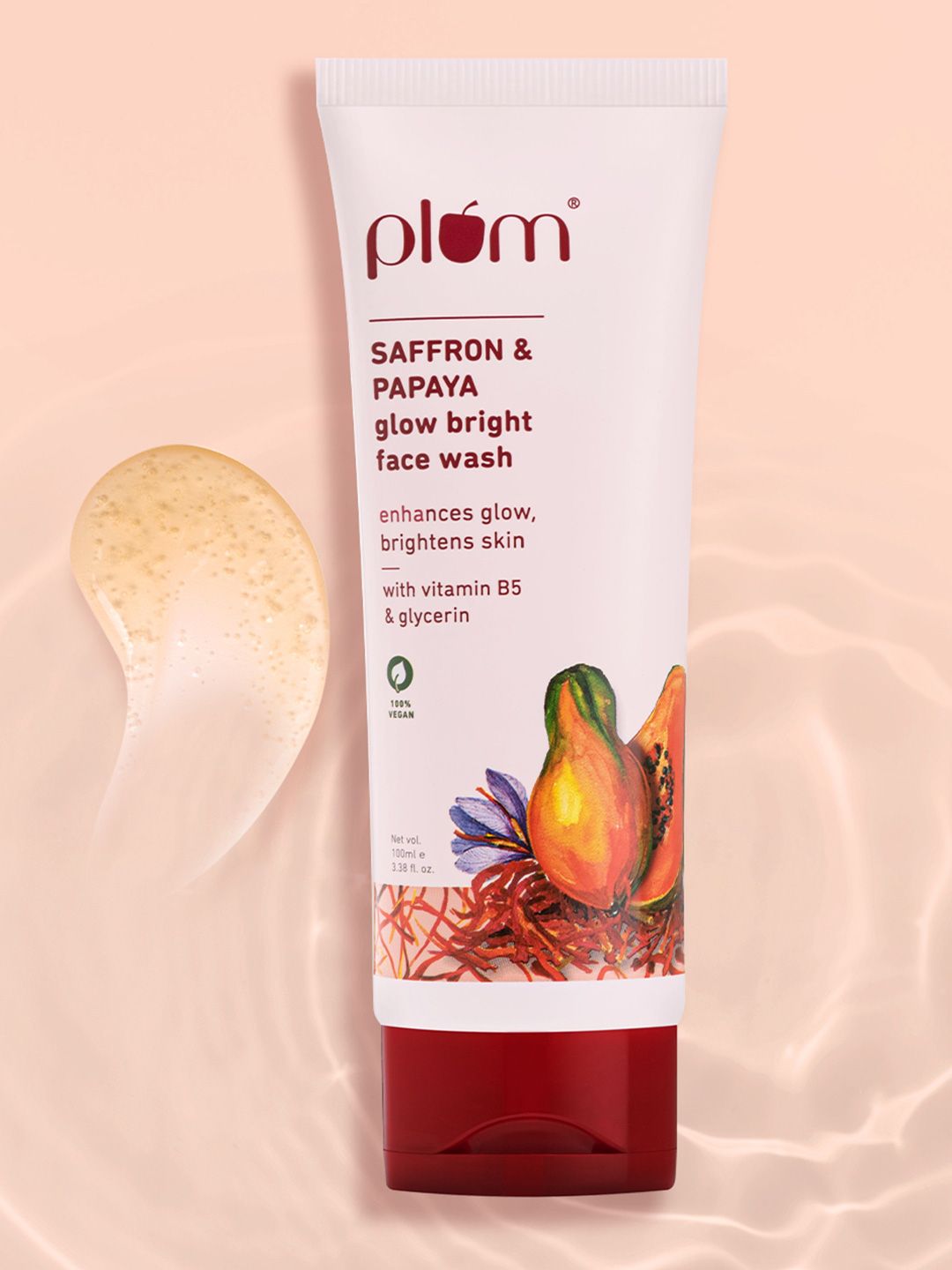 Plum Plum Saffron & Papaya Glow Bright Gel Face Wash To Even Skin Tone - 100ml